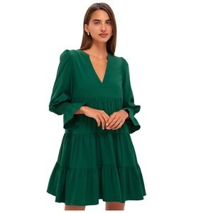 Tuckernuck Pomander Place Kenzo Green Tiered V-Neck Mini Dress